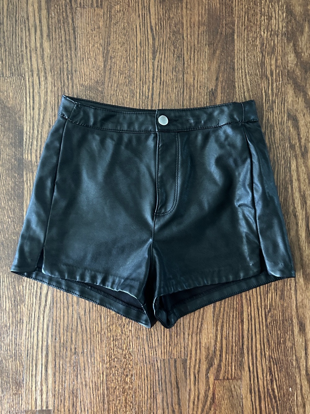 H&M Black Faux Leather Shorts